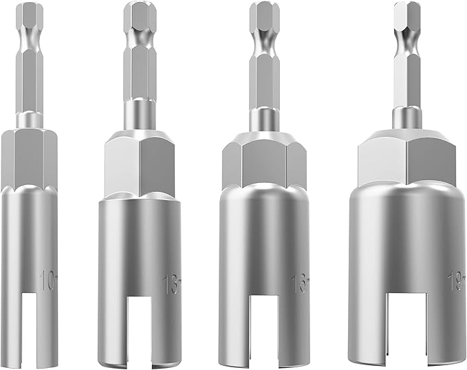 4 Pack竊?0mm, 13mm, 16mm, 19mm竊?/4" hex Shank nut Driver Power Wing nut Drill bit Socket Tool Drive kit,wing nut driver,drill hange,For Hexagonal Shank Steel Drill Bit, For Screw Hole, Q-Hanger