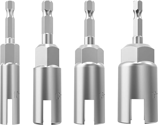4 Pack竊?0mm, 13mm, 16mm, 19mm竊?/4" hex Shank nut Driver Power Wing nut Drill bit Socket Tool Drive kit,wing nut driver,drill hange,For Hexagonal Shank Steel Drill Bit, For Screw Hole, Q-Hanger