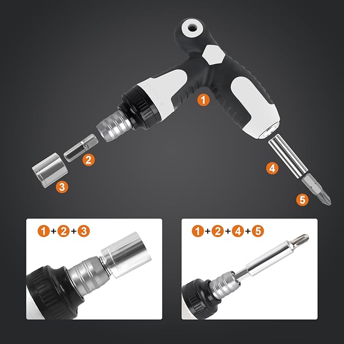 Magnetic Precision Screwdriver Set 41 in 1, Alloy Tool Steel, Multi Bit Magnetic Drive Kit with Detachable Ratchet Handle, Portable Compact Sturdy Tool Case for Furniture Electronics Bicycle