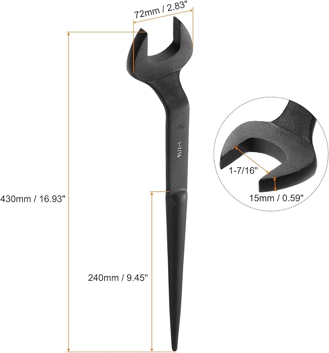HARFINGTON Single Open End Spanner Wrench 1-7/16-inch 15 Degree Angle Single Open End SAE Construction Spanner Wrenches with 60째Offset Handle for Automotive Mechanical Maintenance