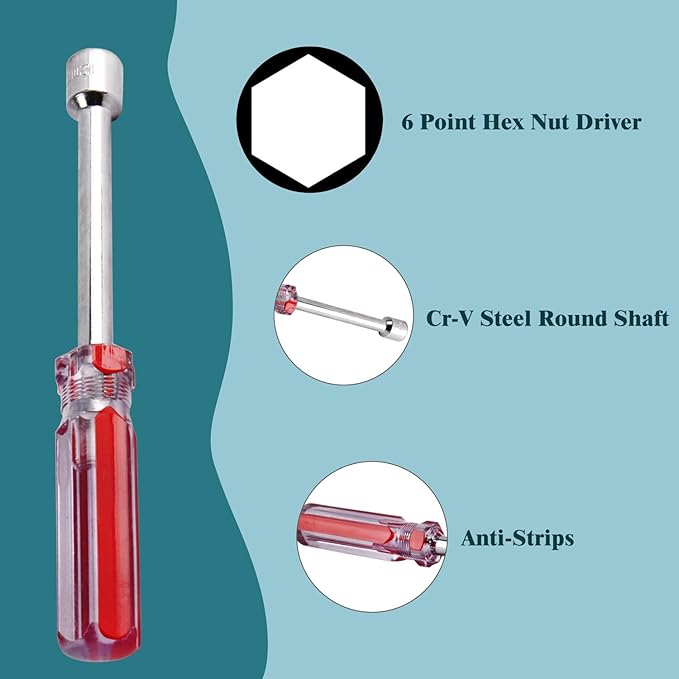 Utoolmart Hexagon Nut Nonslip Handle Hex Socket Wrench Screwdriver Hex Nut Driver (12mm)