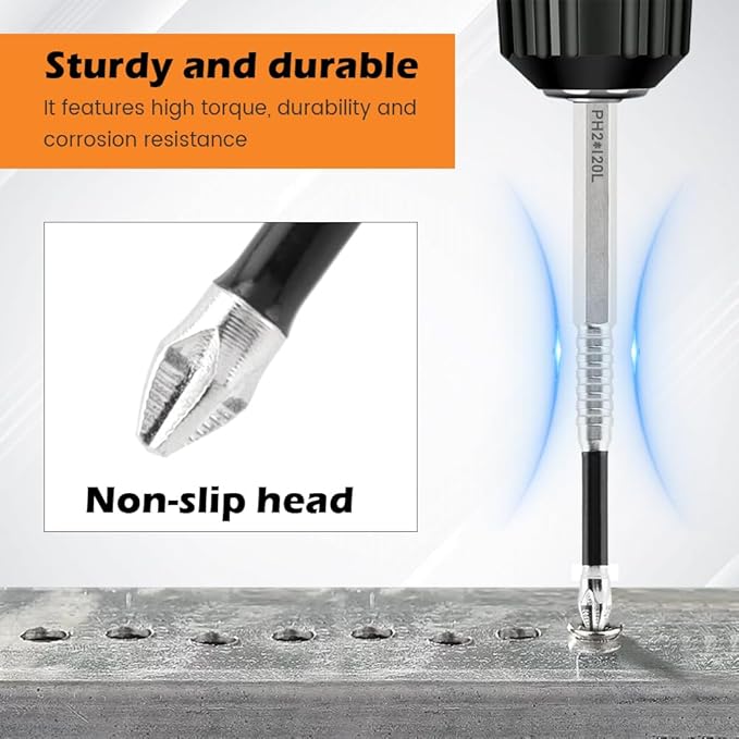 Upgrade High Magnetic Screwdriver Drill Bit Set, 2 Set Impact Resistant Non Slip Magnetic Durability Anti-Shock Impact Driver Bit Set - 25 50 65 70 75 90 100 120 150mm