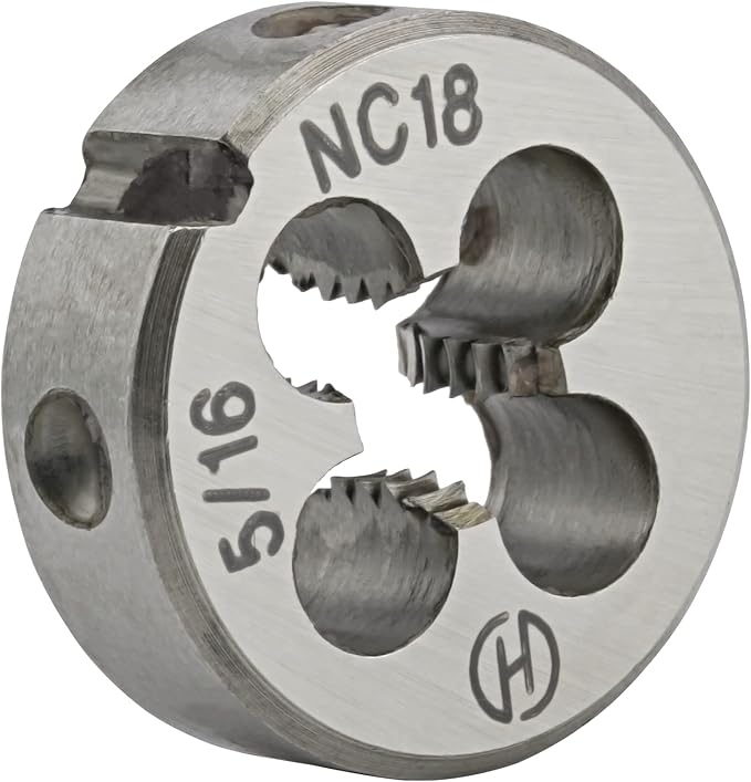 Aceteel 5/16"-18 UNC HSS Tap And Die Set, 5/16 x 18 UNC Machine Thread Tap And UNS Round Thread Die Right Hand