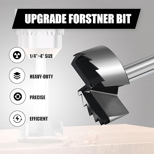 1-3/8 Inch Forstner Drill Bit for Woodworking, 1-3/8" Forstner Bit Wood Drill Bits for Holes, Hinge Cutter for Hard Wood, Plastic, Plywood Round Shank