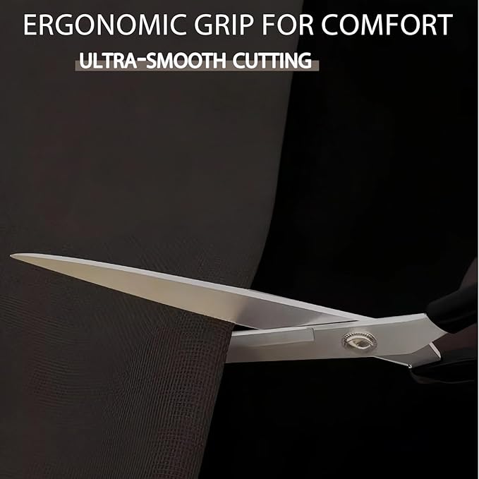 Professional Tailor's Scissors, Heavy Duty Stainless Steel Fabric Cutting Shears, Composite Alloy Blade (Plastic Handle, 10 inches)