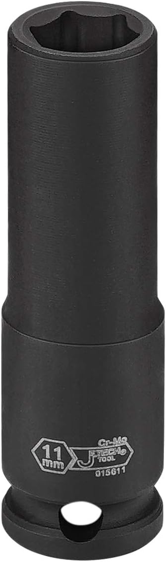 Jetech 3/8-Inch Drive 11mm Deep Impact Socket with 6-Point Design, Heat-Treated Chrome Molybdenum Alloy Steel, Metric