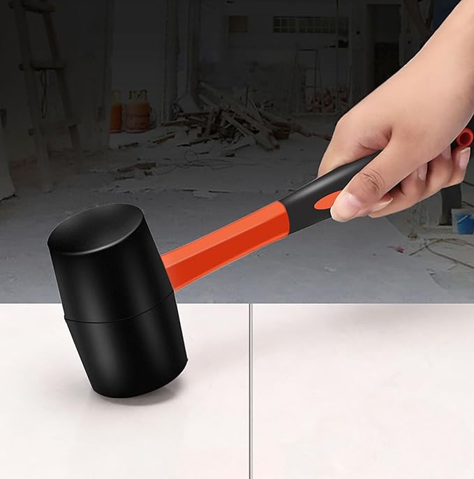 12 Oz Rubber Mallet Hammer with Shock-absorbing Fibre Handle for Floor Installation, Camping, Tent Stakes, Home Decoration Construction and Woodworking (1)