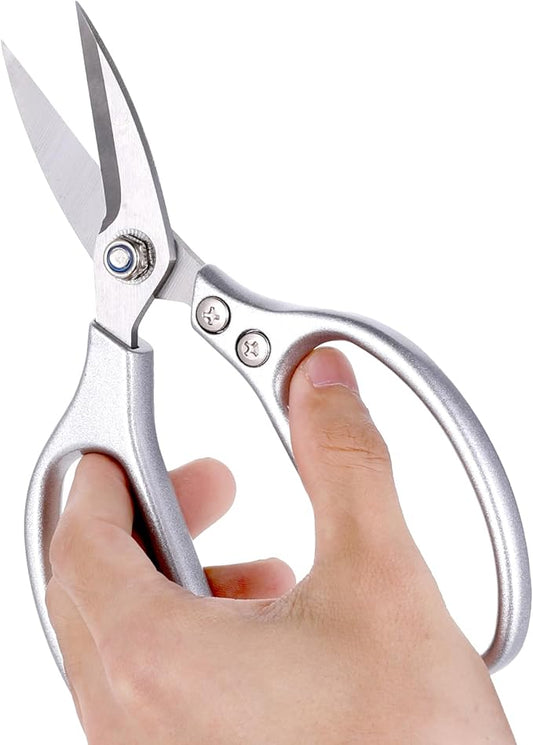 All Metal Scissors Stainless Steel Short Blades Sharp Cutting Heavy Duty Shears Large Handle Scissors for Carpet Cardboard Wires Crafting Sewing Fabric Leather Cloth Tailor Belts Office Home