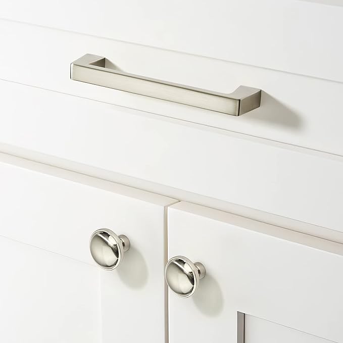khtumeware 10 Pack 1-1/4 Inch Brushed Satin Nickel Cabinet Knobs Solid Round Dresser Knobs Drawer Knobs Simple Cabinet Hardware for Drawer Pulls.