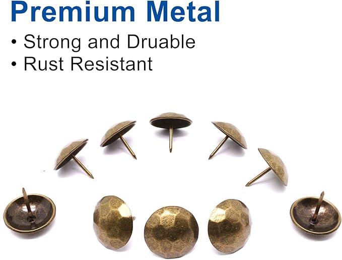 YuGtcen 50pcs Big Upholstery Tacks, Decorative Nails Thumb Tacks Metal Upholstery Nails for Wood Upholstery Pins Vintage Furniture Tacks (25x23mm, Bronze)