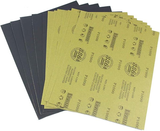 Sandpaper Sheets, 1000 Grit Dry Wet Sand Paper, 9 x 11 Inch,Silicon Carbide, for Wood Furniture Finishing,Metal Sanding and Automotive Polishing,10 -Sheet
