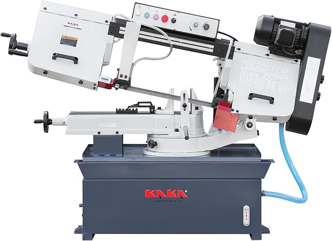 KAKA INDUSTRIAL Metal Band Saw,10Inch (254mm) Swivel Base, 45°Angled Cutting, Hydraulic 4-Speed, 2HP, 220V Single-Phase, Metal Cutting Band Saw For Steel Beams Pipes Structural Fabrication, BS-1018R