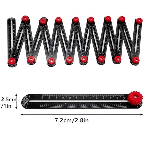 Multi Angle Measuring Ruler, 16-Sides Ruler Hole Locator Aluminum Alloy Universal Multi Angle Measuring Ruler Protractors, Adjustable Floor Tile Glass Woodworking Puncher