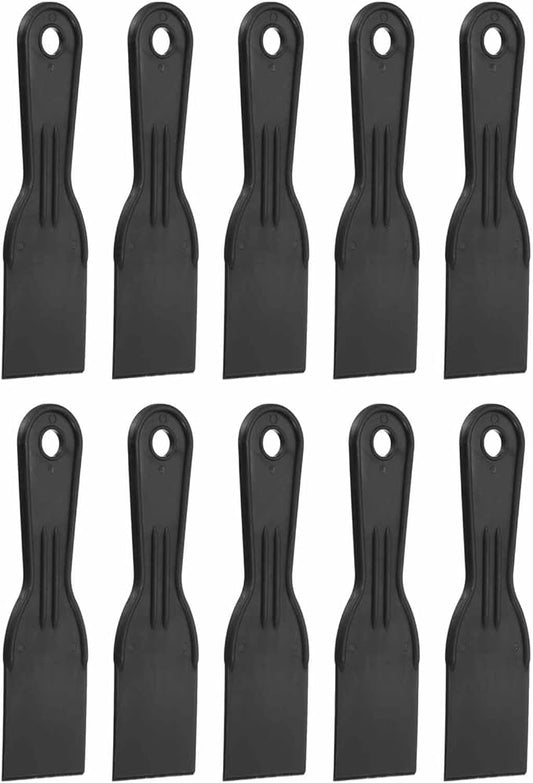 HARFINGTON 10pcs Putty Knife Scraper 2" Width Flexible Plastic Putty Knife Paint Scraper Tool for Taping Drywall Spreading Painting Wall Scratching Black