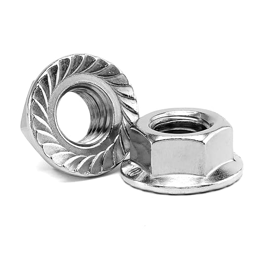 1/2-13 Serrated Flange Hex Lock Nuts 100Pcs 304 Stainless Steel 18-8, Full Thread, Hex Drive, Bright Finish by SG TZH