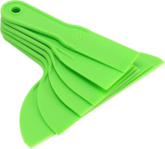 24 PCS Putty Knife Set, 6 Sizes Plastic Putty Knife Scraper, Flexible Plastic Paint Scraper Tool for Spackling, Wallpaper Scraper Tool, Green