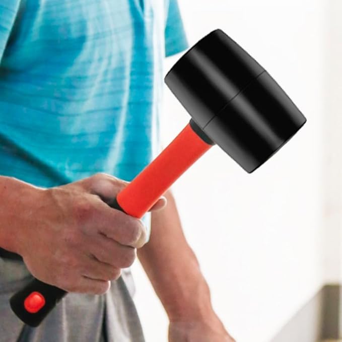16 oz Rubber Mallet Hammer, Fiberglass Handle Rubber Floor Tile Installation Hammer, Soft blow and No Harm