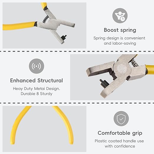 4PCS Band Leather Punching Pliers 2.0mm Belt Punch Tool for Belt with Ruler & Wire Cutters, Punching Tool Lace Punch Hand Wrist Strap Leather Punching Tool for DIY Craft Shoes Fabric