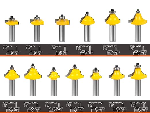 Router Bits Set 1/2 Shank - BAIDETS 35 PCS Router Bit Made of 45# Carbon Steel C3 Alloy Blade for Professional and Beginners Carpenter Woodworking Projects, Model: BRT1235R
