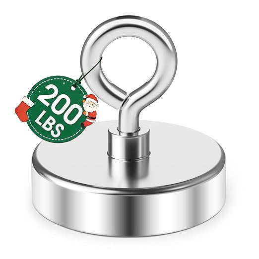Grtard Fishing Magnets 200 Lbs Pulling Force, Strong Rare Earth Magnet Fishing Magnet Only, Magnetic Fishing, Heavy Duty Security Large Tags Neodymium Magnets for River Fishing, Lifting (1.75")