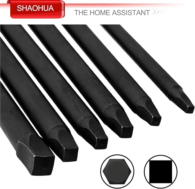 6PCS Square Drive Bits, SQ0/1/2/3/4 Allen Wrench Screwdriver Set, 4 Inch竊?00mm) Square Impact Driver Bits, 1/4 Hex-Shank Pocket Hole Screw Drill Bit, Magnetic Screwdriver for Appliances Repairs
