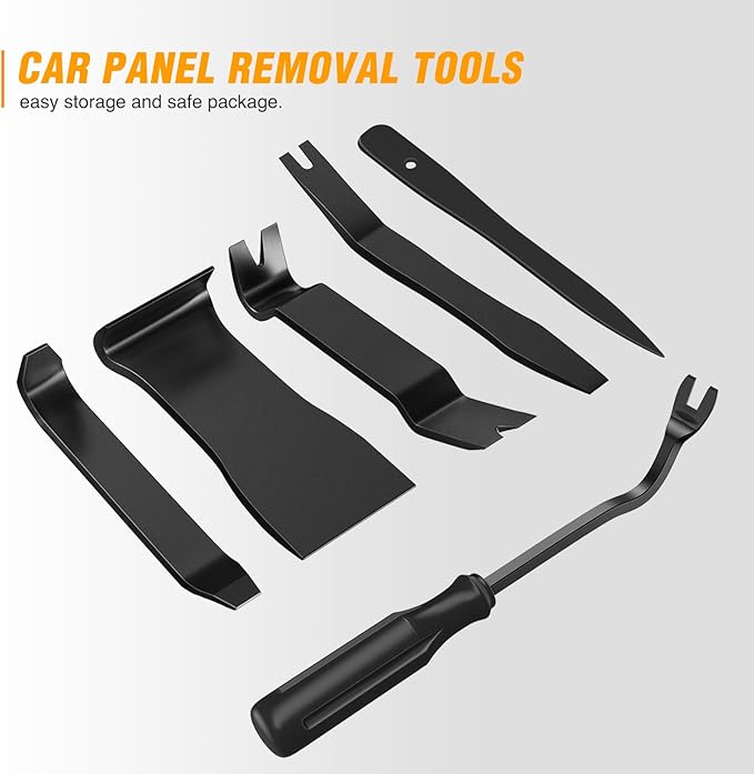 GOOACC 6PCS Auto Trim Removal Tool Kit No-Scratch Tool Kit for Car Audio Dash Window Molding Fastener Remover Tool Kit-Black