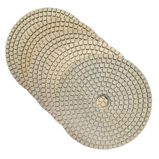 5" Wet Diamond Polishing Pads Set (50, 100, 200, 400, 800 Grit) - White Resin for Granite, Marble, Quartz, Engineered Stone