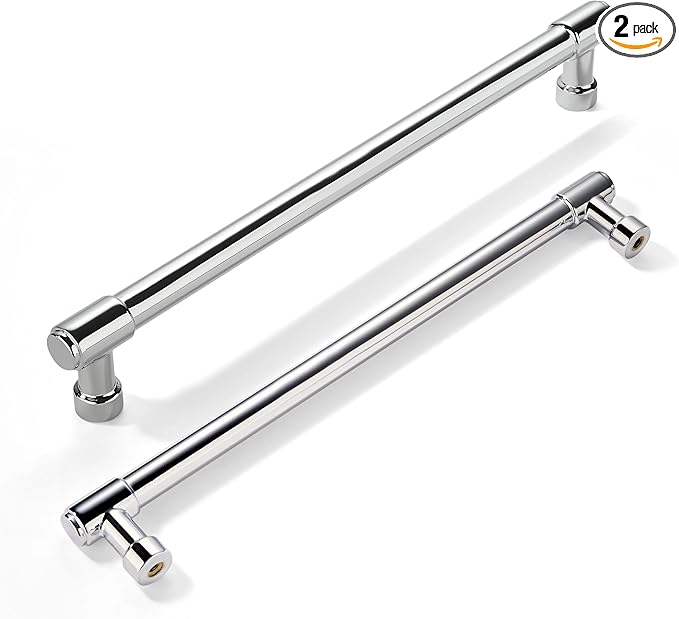 khtumeware 2 Pack 12 Inch(305mm) Polished Chrome Cabinet Pulls: Modern Kitchen Cabinet Handles, Chrome Finish, Zinc Alloy, Easy to Install, Durable