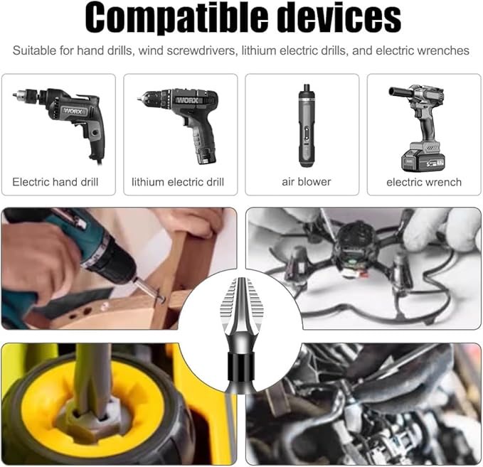 12Pcs High Magnetic Screwdriver Drill Bit Set, 2025 New K5 Impact Resistant Anti-Slip Magnetic Electric Screwdriver Set for Home DIY Professional Use-25 50 65 70 90 150mm