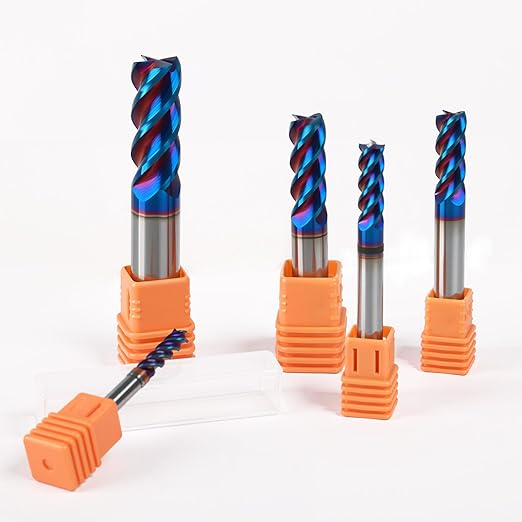 3/8" 4 Flute Square End Mill, AITiSiN Coated, HRC65 Hardness for Stainless Steel, Cast Iron, Hardened Steel, 1" Cutting Length, 2-1/2" Overall Length