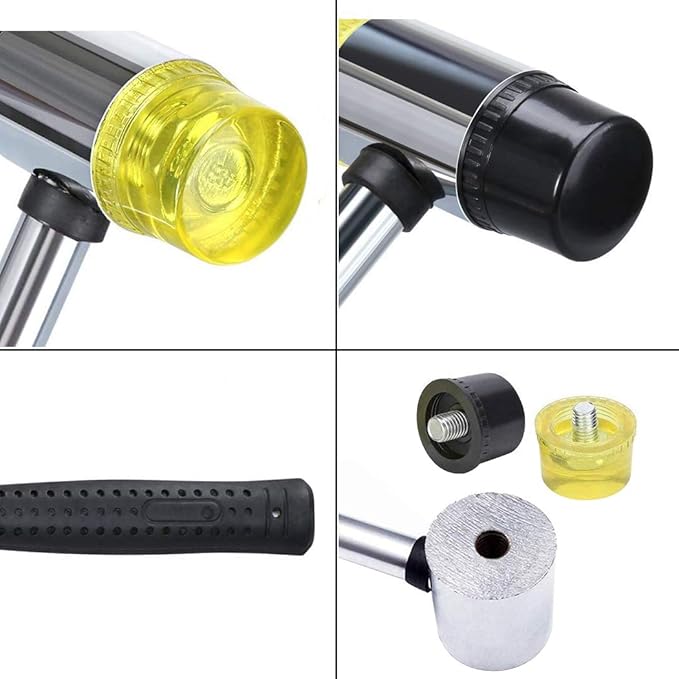 Soft Mallet, 30mm Double-Faced Rubber Soft Head Hammer for Jewelry Craftsman, Leather Crafts, Wood, Flooring Installation and More - Lightweight Non-Sparking Blow Non-Slip Plastic Handle