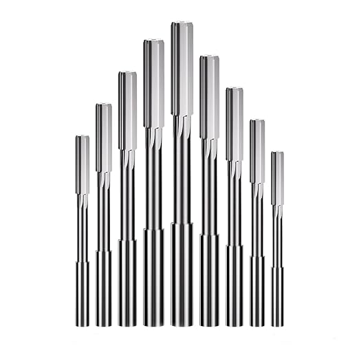 9pcs Chucking Reamer Set,H7 HSS Straight Flutes Lathe Machine Reamer Metric,Round Shank Milling Cutting Tool,DRINYOUNG (9pcs竊?mm 3mm 4mm 5mm 6mm 7mm 8mm 9mm 10mm)
