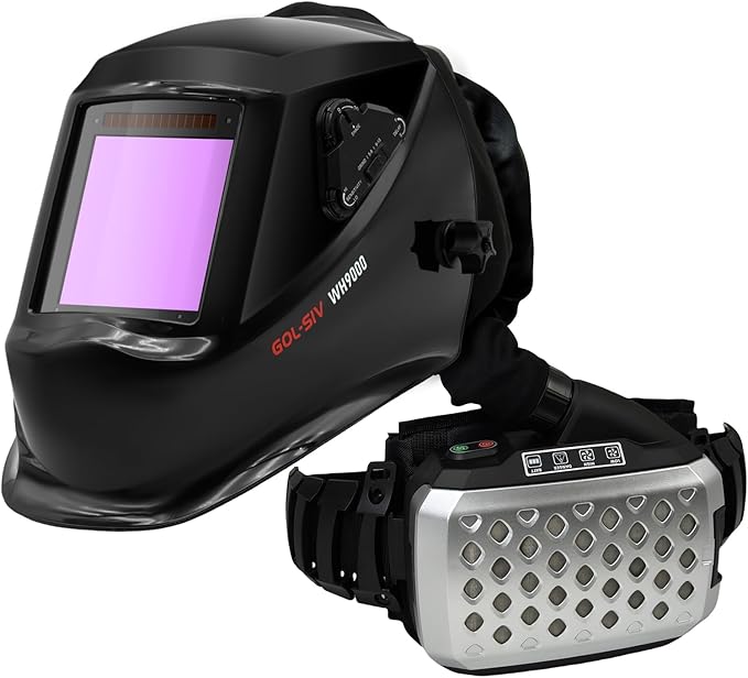 GOL-SIV Optical Grade 1111 External - Adjustment Automatic Dimming Welding Helmet with Filter - Type Air Purifying and Air Supplying Electric Respirator - High Precision Filtration for Welding Safety
