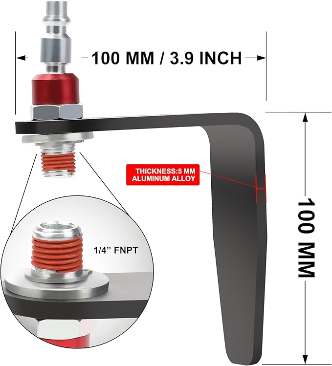 Hromee Pneumatic Tool Rafter Hook Hanger with 1/4" Swivel Air Fittings, L-Shaped Hook for Air Nailer, Air Hammer, Air Blow Gun with 1/4??Female to 3/8??Male Adapter 2 Pieces