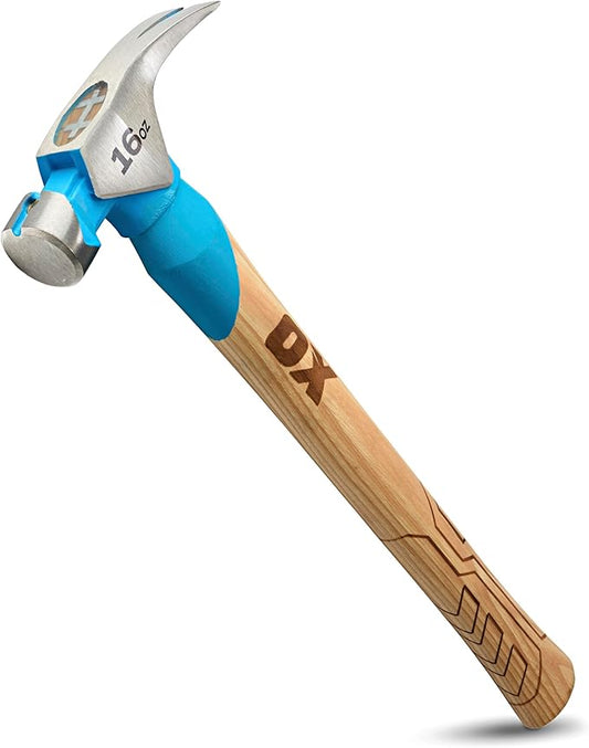 OX Pro 16-Ounce Smooth Face Framing Hammer | Straight Hickory Handle