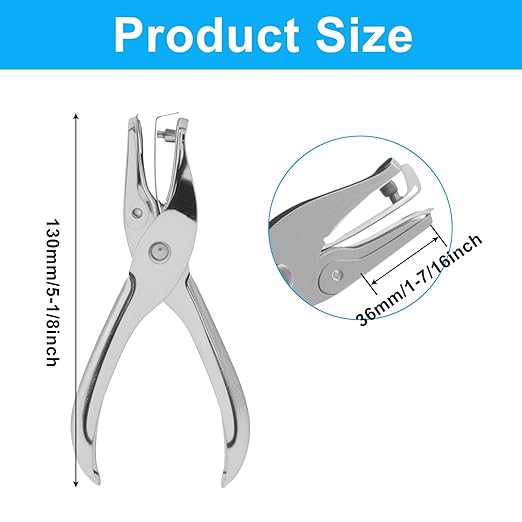 2 Pack 1/8 Inch Small Hole Punch, Metal Handheld Mini Single Hole Punch - Circle Shape, 8 Sheet Capacity for Tags, Clothing, Tickets, Cards & Crafts, Silver