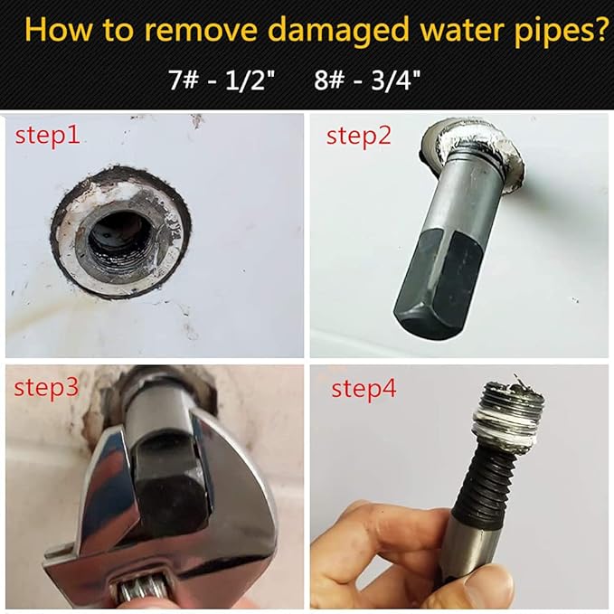 Hakkin 8 Pcs Damaged and Stripped Screw Extractor Set, 1/8?? 3/4??Broken Bolt Extractor and Broken Water Pipe Remover Set, Ideal Left Hand Spiral Removal Tool Kit with Storage Case