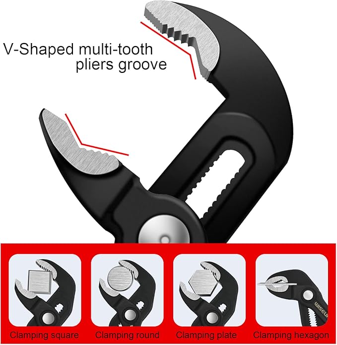 WISEUP Groove Joint Pliers 7 Inch with Fast Adjustable Pliers V-Jaw Tongue and Groove Pliers Wrench for Water Pump,Home Repair,Plumbing,Gripping,Nuts,Bolts,Pipe,Fittings