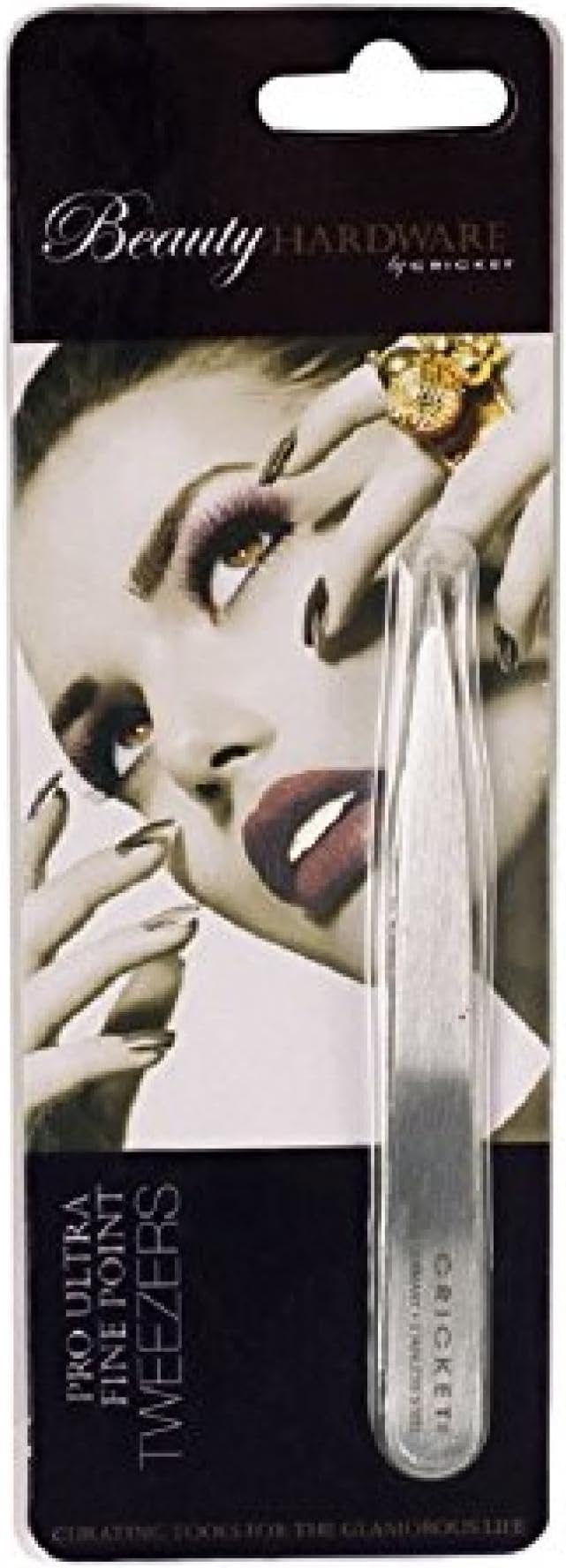 Cricket Beauty Hardware Pro Ultra Fine Point Tweezers – German Stainless Steel, Precision Tool for Plucking Stubble, Baby Fine-Brow, Eyebrows, Facial Hair, and Blackhead Removal with Tension & Control