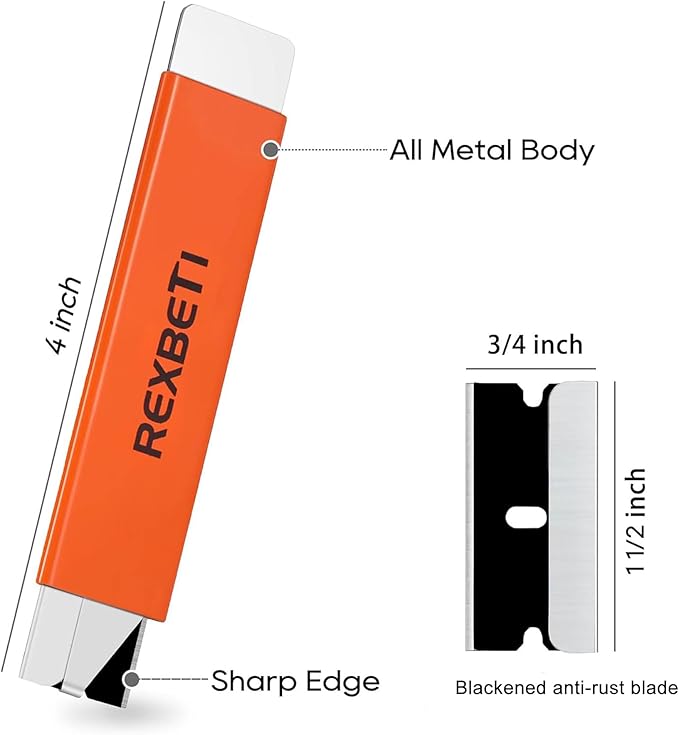 REXBETI Box Cutter, 48-Pack Retractable Cardboard Cutter, Mini Handy Box Opener for Packages, Boxes, All Metal Tough Sheath, Functional Basic Cutter with Case, Antirust Blackened Blade Utility Knives
