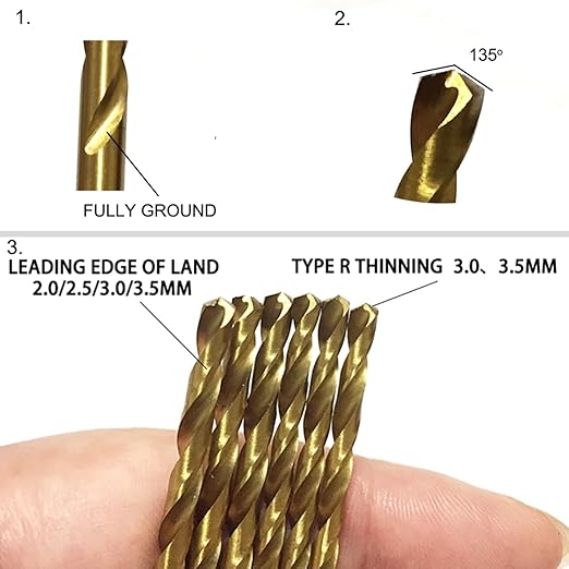120Pcs Titanium Twist Drill Bit Set (1-3.5mm) HSS42 and (3/64"-1/8") HSS43 Fully Ground Micro Drill Bit for Wood,Soft Metal,Plastic, Aluminum Alloy