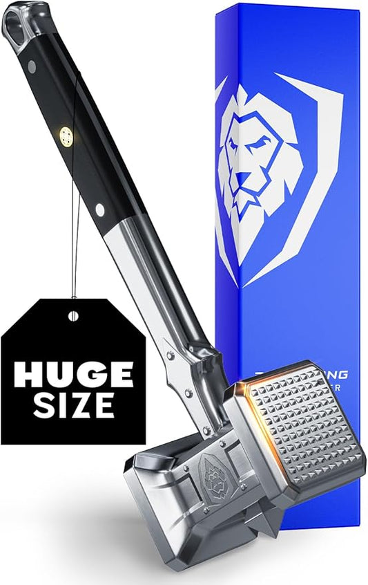 Dalstrong Meat Tenderizer Tool - NEW IMPROVED - Dual Sided, Extra-Large Meat Hammer - Premium High-Carbon Stainless Steel - Meat Mallet - Chef Pounder - Black G10 Handle