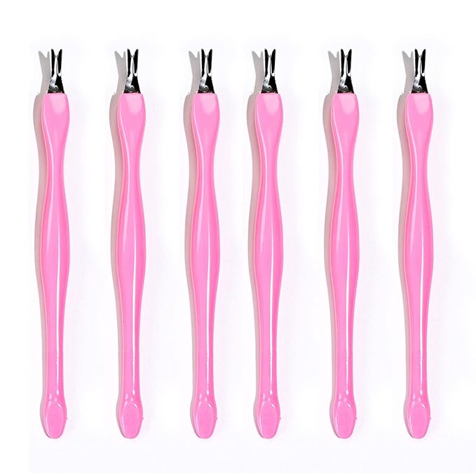 Cuticle knife Trimmer, 24 Pack Cuticle ForkTrimmer Nail Cuticle Remover Trimmer Pusher Dead Skin with Double Head V-Shaped Fork Manicure Pedicure Cleaner Care Tools for Home and Nail Shop (P)