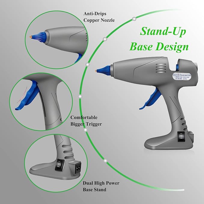 Full Size Hot Glue Gun, MONVICT 120W&80W Glue Guns Dual Temp Large Industry Glue Gun, Corded Detachable Cord Use Stand-Up Base Anti-drip Hot Melt Glue Gun with 12 Glue Sticks for Art DIY Craft Repair