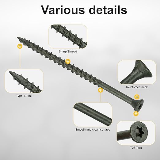 Wood Screws #10 x 3-1/2?쇺? T25 Star Torx Drive Flat Head Deck Screws, Green, 58Pcs (1lb)