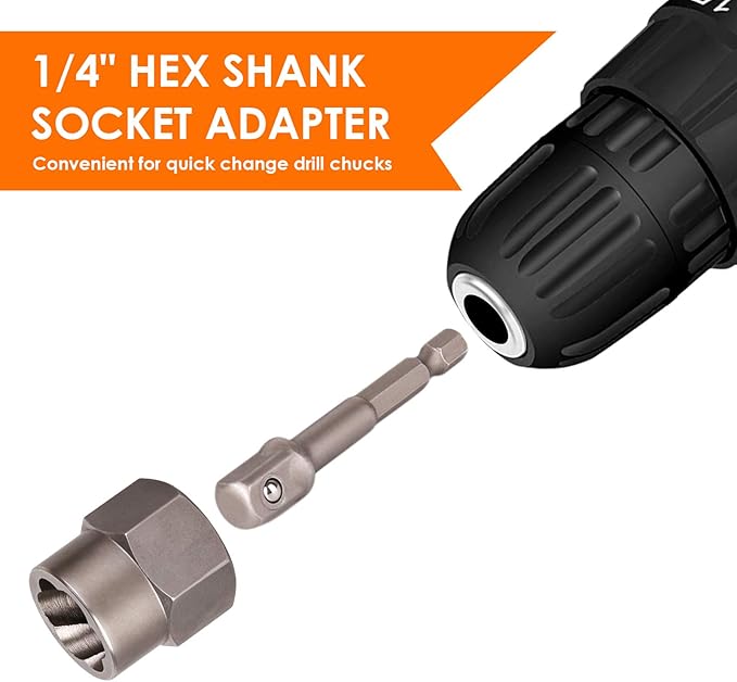 THINKWORK Bolt Extractor Kit, 13+1 Pieces Nut Extractor Socket Set, 3/8" Drive Rounded Bolt Remover, Lug Nut Removal Tool for Damaged, Rusted, Rounded-Off, Stripped Fasteners