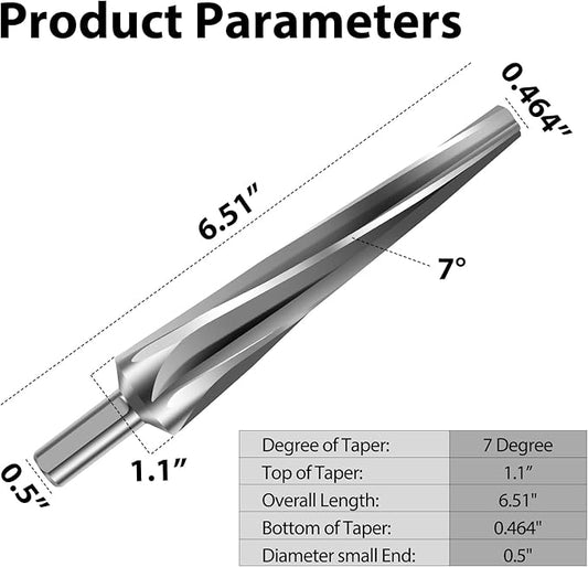 7 Degree Ball Joint Tapered Reamer 6542 Multi-Use Shank Drilling Tools 1-1/2 Per Foot High-Speed Tool Tapered Reamer Tie Rod
