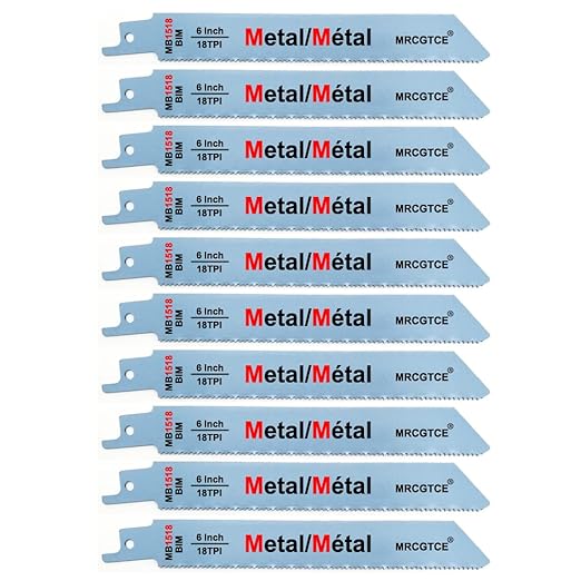 Metal Cutting Reciprocating Saw Blade, 6-Inch 18TPI Bi-Metal Recip Saw Blades (10pcs)