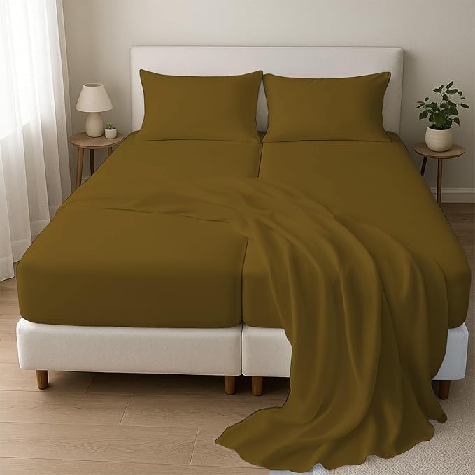 Split King Sheets for Adjustable Beds 5-Piece Split King Sheet Set, 800 Thread Count 100% Egyptian Cotton,12" Deep Pocket Adjustable Bed Sheets, Taupe Solid