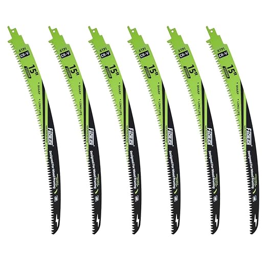 15" Japanese Teeth Reciprocating Saw Blades Wood Pruning - FACHLICH 6pcs Curved Edge 6TPI for Tree Trimming, Wood/PVC Pipe Cutting, Cr-V Sabre Blades Better Wear Resistance